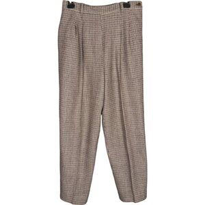 Vintage Mr Leonard Houndstooth Plaid Straight Leg 100% Wool Pants High Rise S